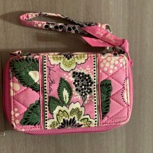 Vera Bradley Pink and Green Patterned Wristlet